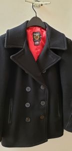 Schott 740c mens leather trimmed peacoat 38 slim